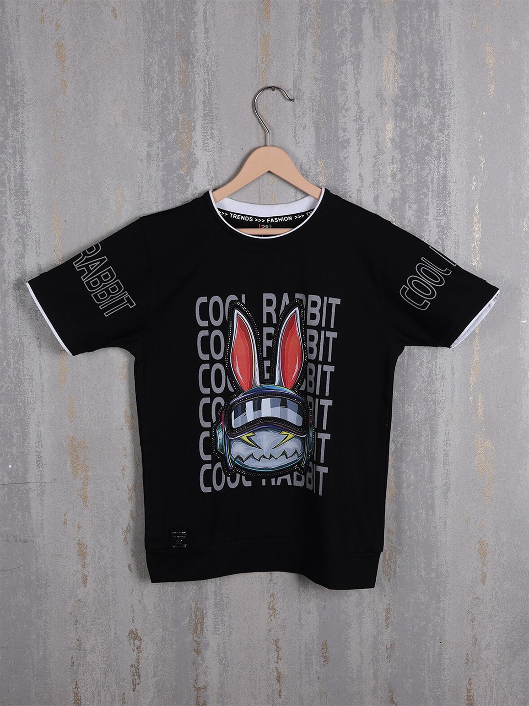 

Albion Boys Typography Printed Cotton T-shirt, Black
