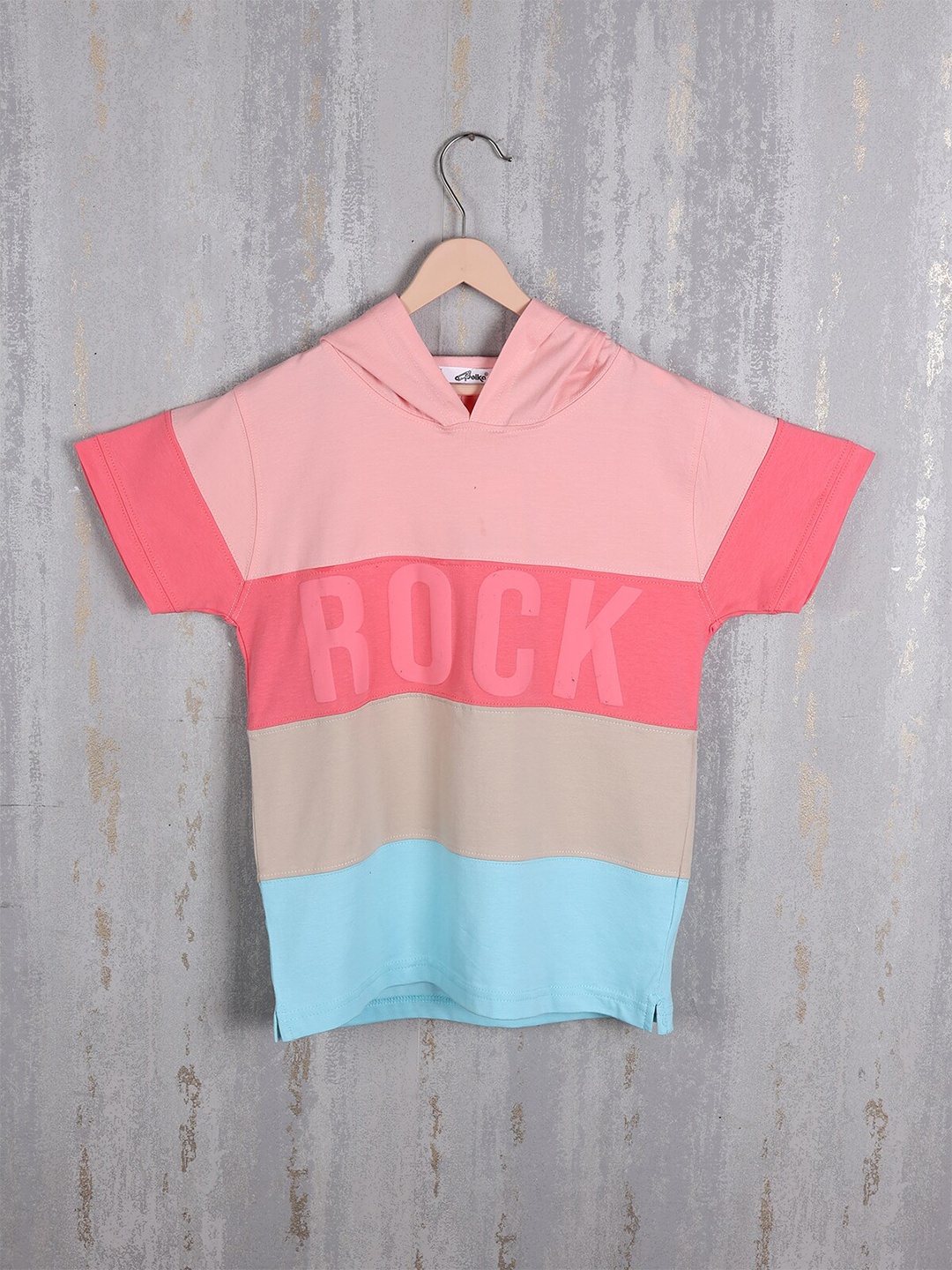 

Albion Boys Striped Hooded Cotton T-shirt, Pink
