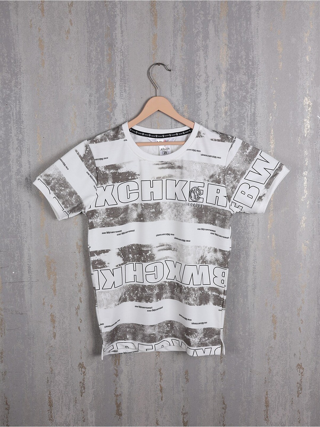 

Albion Boys Printed Raw Edge T-shirt, Grey