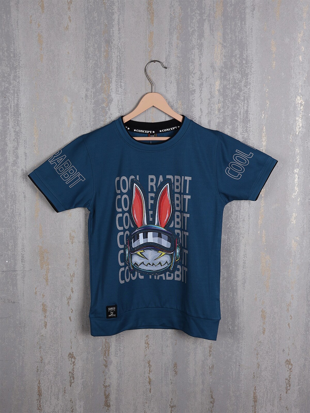 

Albion Boys Typography Printed Applique T-shirt, Blue