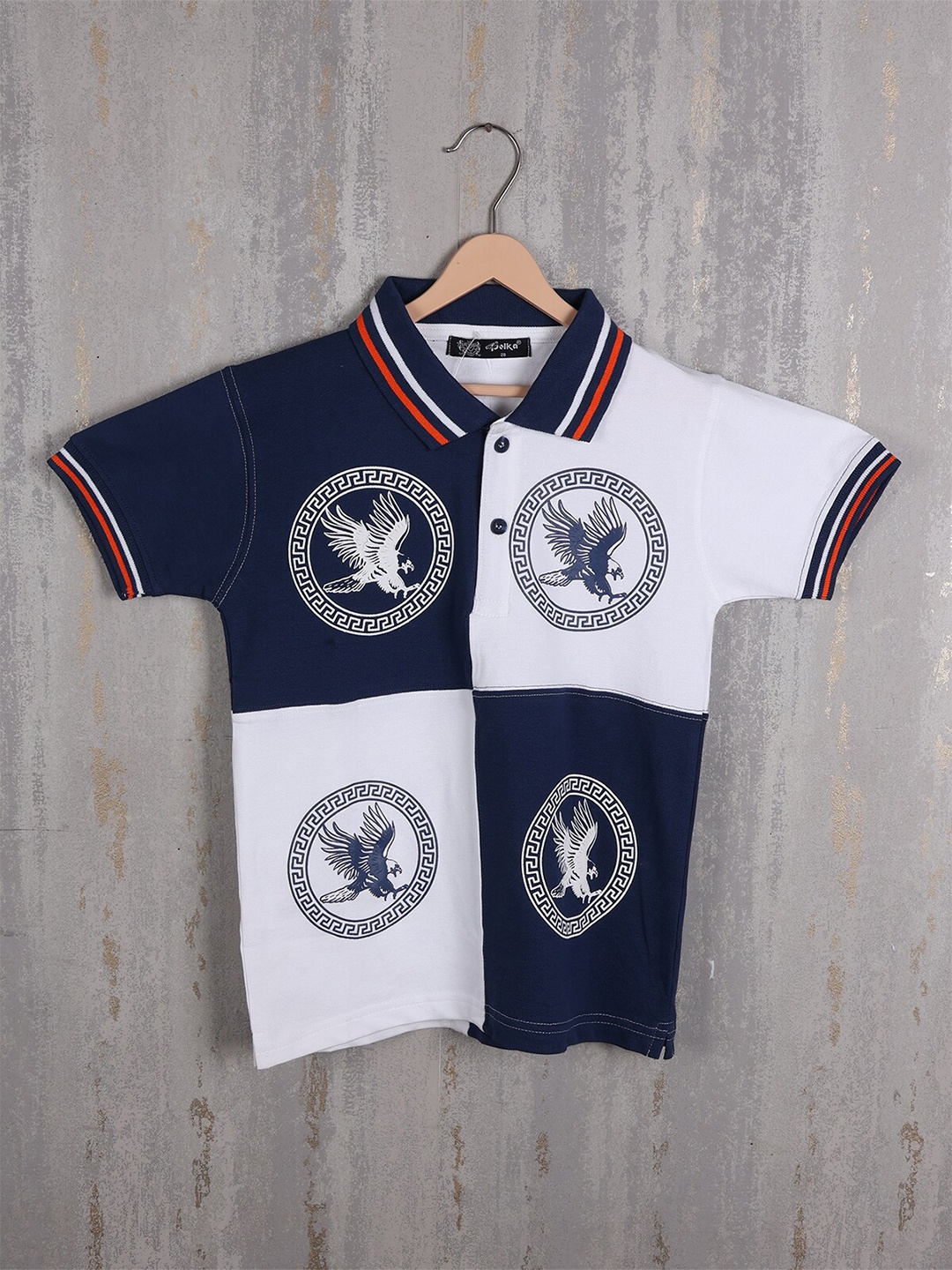 

Albion Boys Biker Printed Polo Collar Cotton T-shirt, White