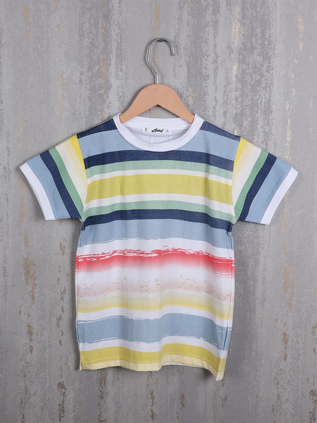 

Albion Boys Striped Cotton T-shirt, Yellow