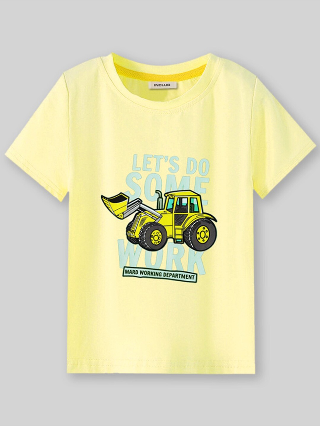 

INCLUD Boys Typography Printed Cotton T-shirt, Yellow