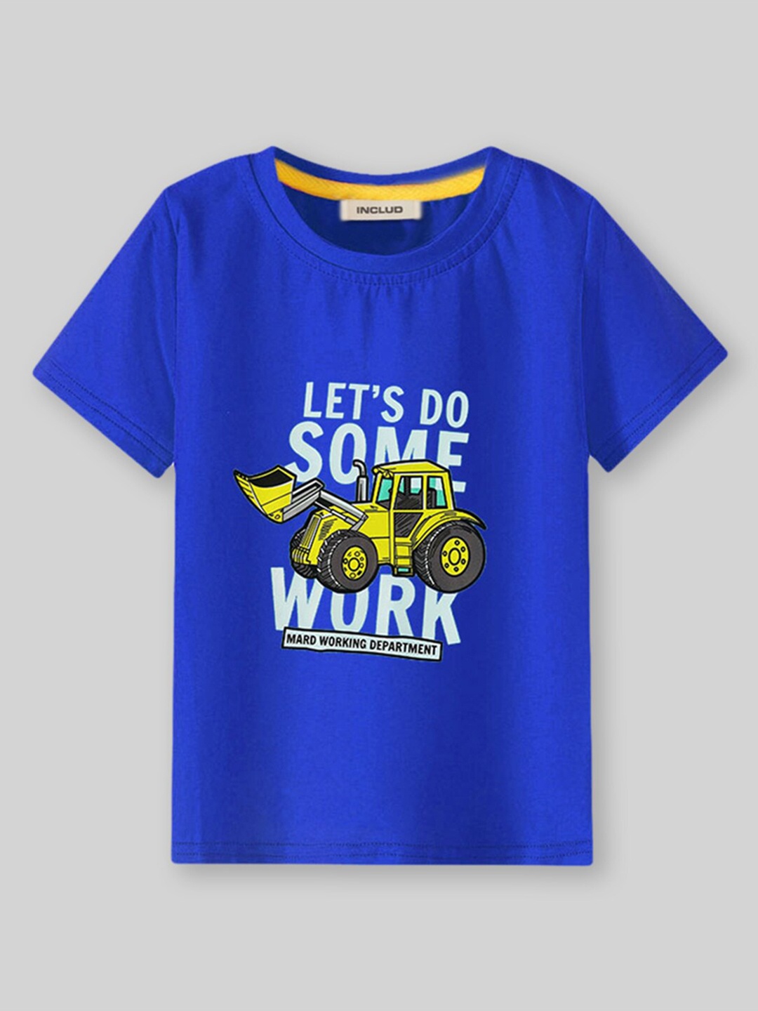 

INCLUD Boys Round Neck Graphic Printed Cotton Regular Fit T-shirt, Blue