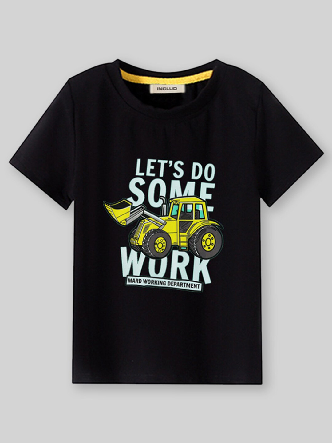 

INCLUD Boys Typography Printed Cotton T-shirt, Black