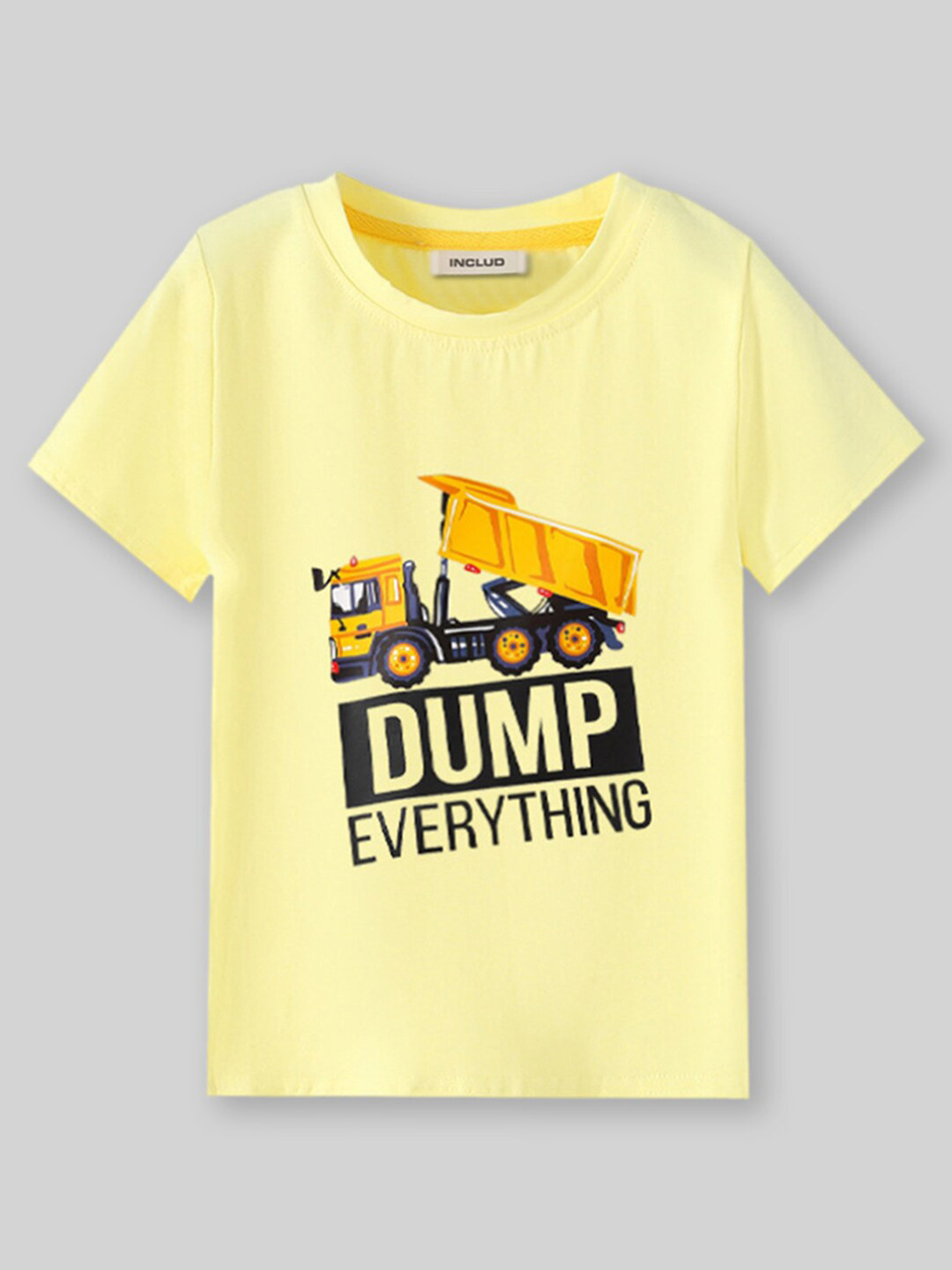 

INCLUD Boys Typography Printed Cotton T-shirt, Yellow
