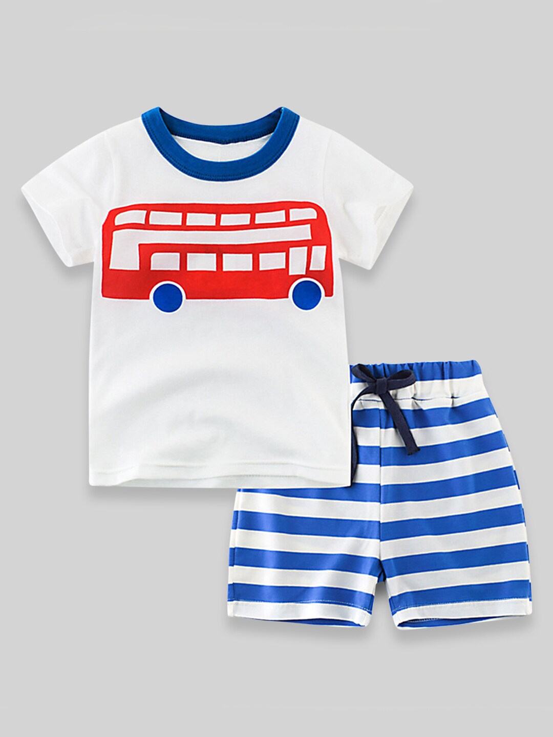 

INCLUD Boys Printed T-shirt with Shorts, White