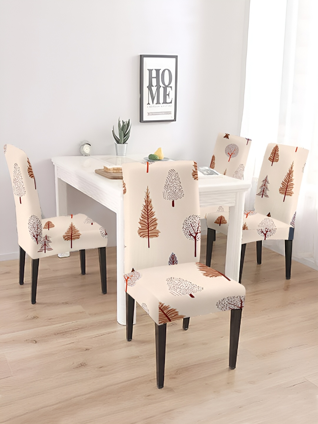 

Aura Beige & Maroon 4Pcs Printed Stretchable Chair Covers