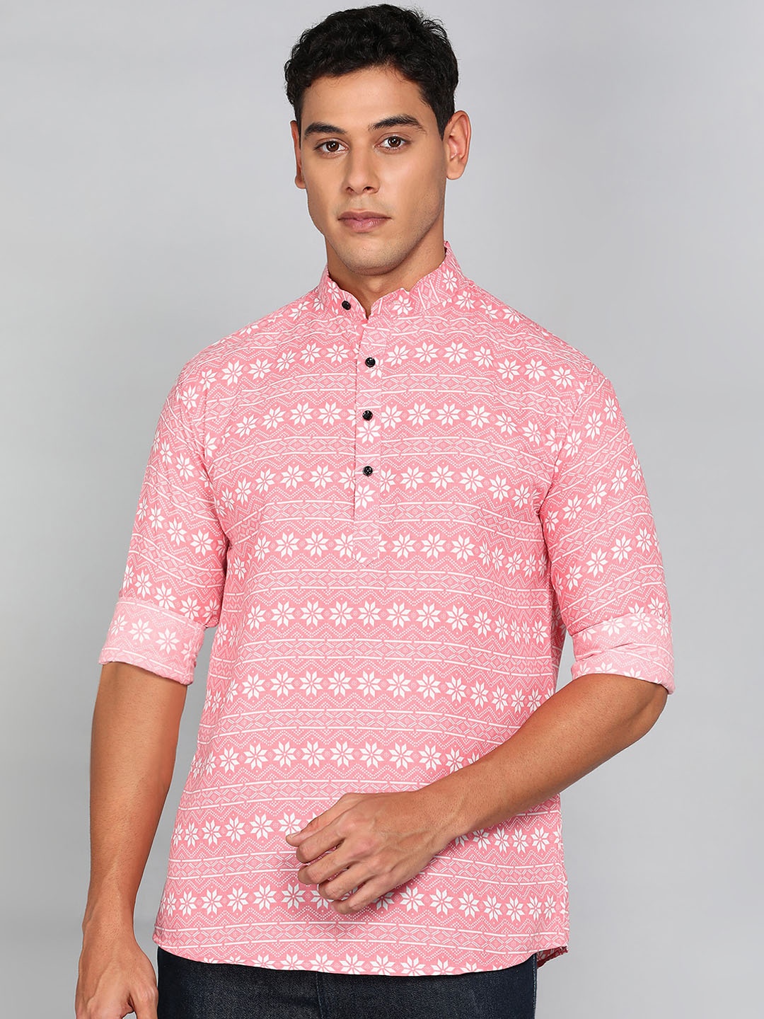 

COLORWINGS Ethnic Motifs Printed Work Kurta, Peach