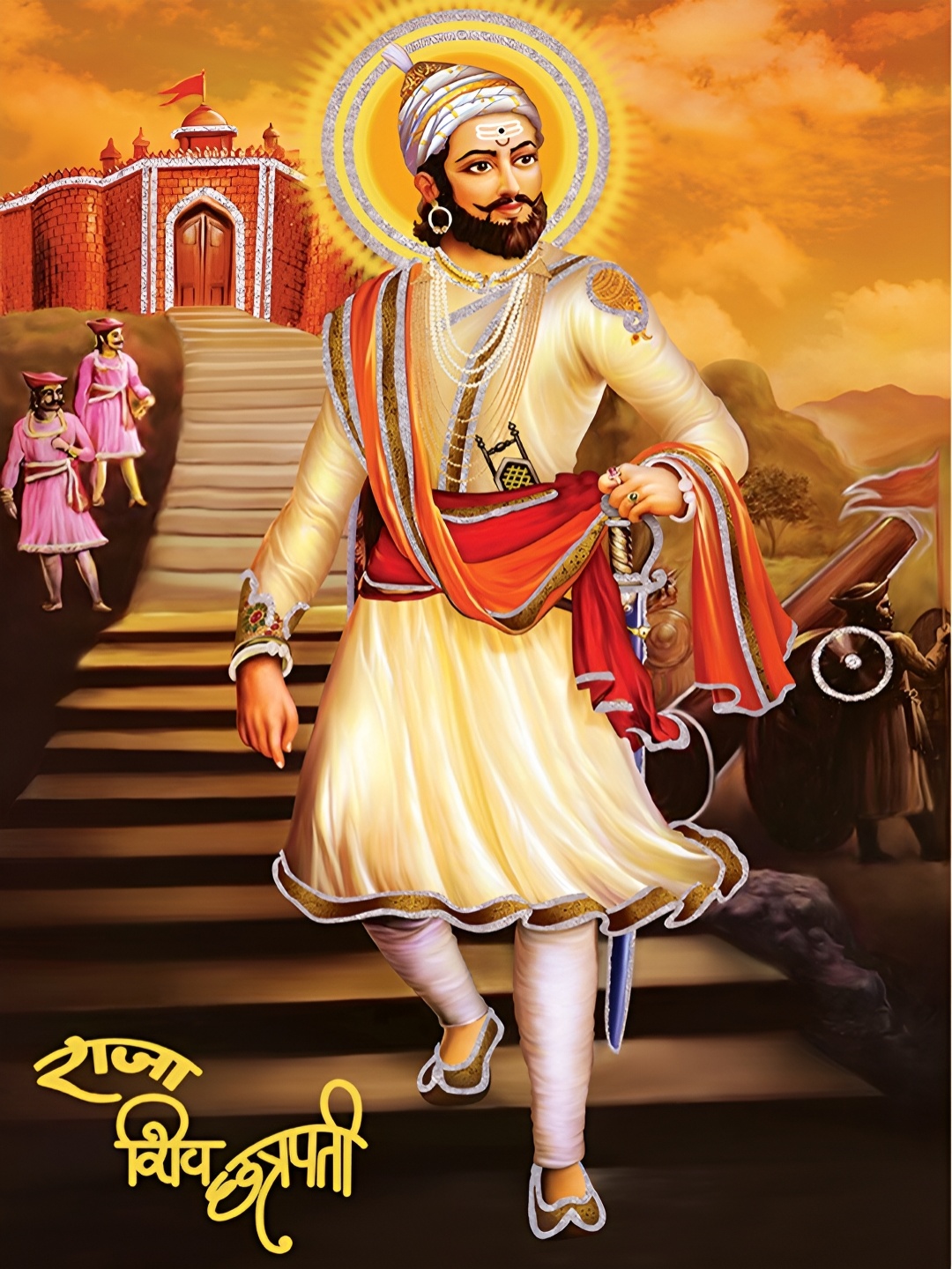 

masstone Beige Chatrapati Shivaji Mahara Religious Wall Art