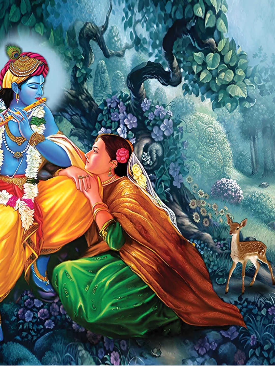 

masstone Blue Lord Krishna Religious Wall Art