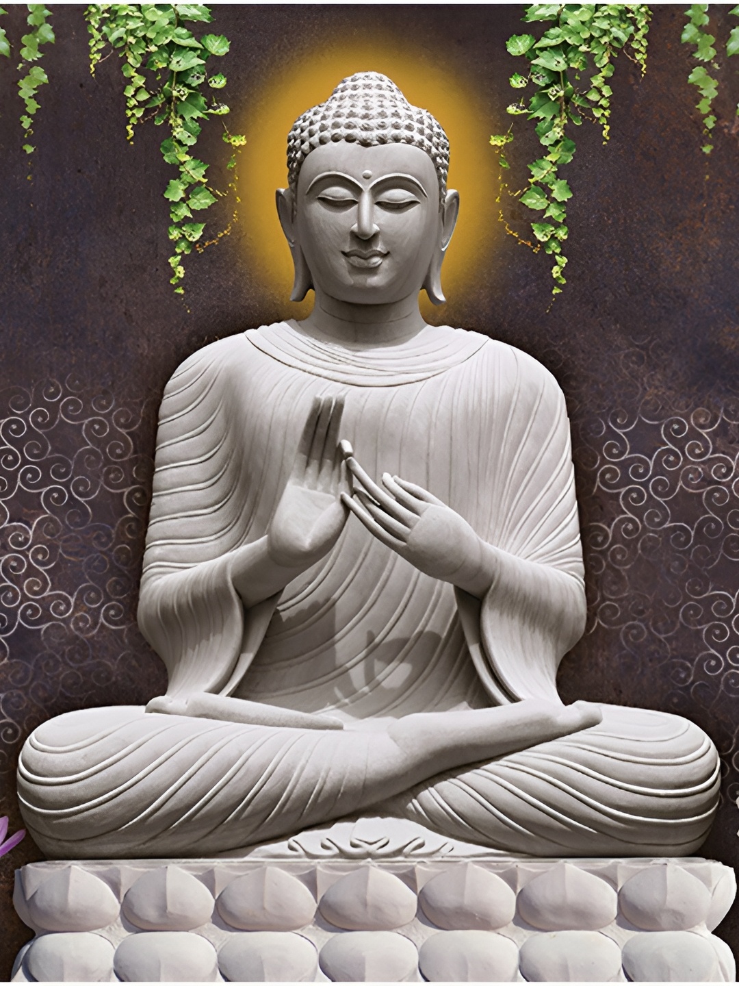 

masstone Grey Buddha Religious Wall Art