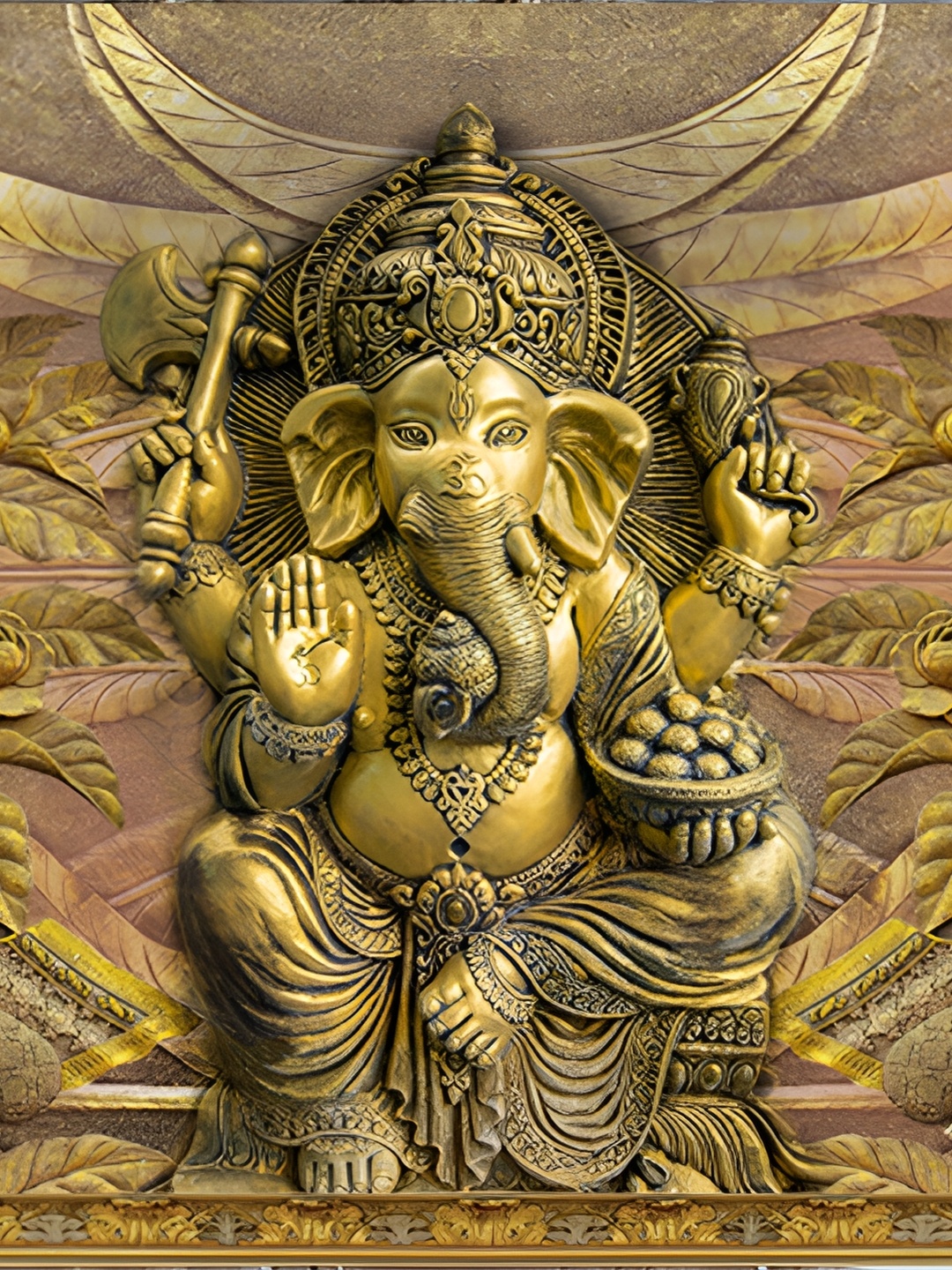 

masstone Gold Toned Lord Krishna Religious Wall Art