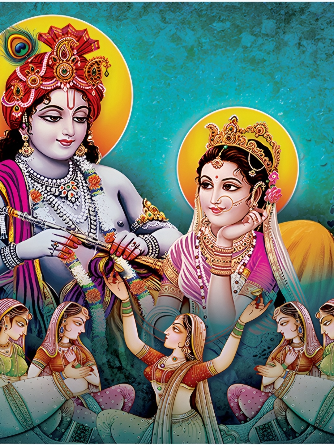 

masstone Blue Lord Krishna Religious Wall Art