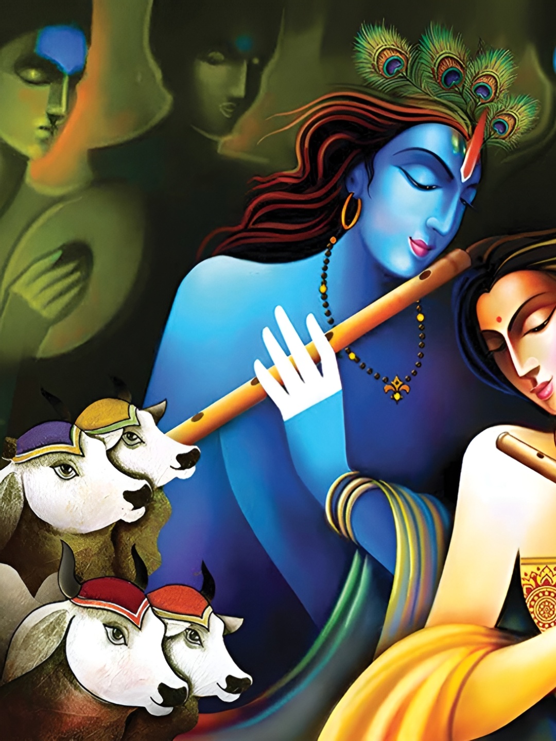 

masstone Blue Lord Krishna Religious Wall Art