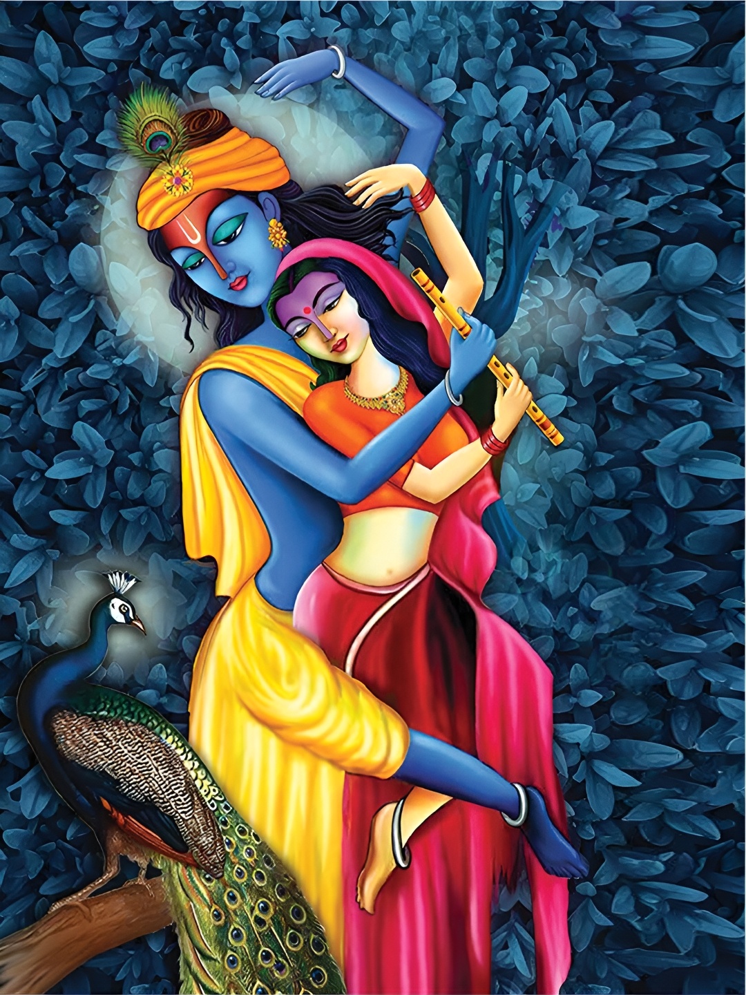 

masstone Blue Lord Krishna Religious Wall Art