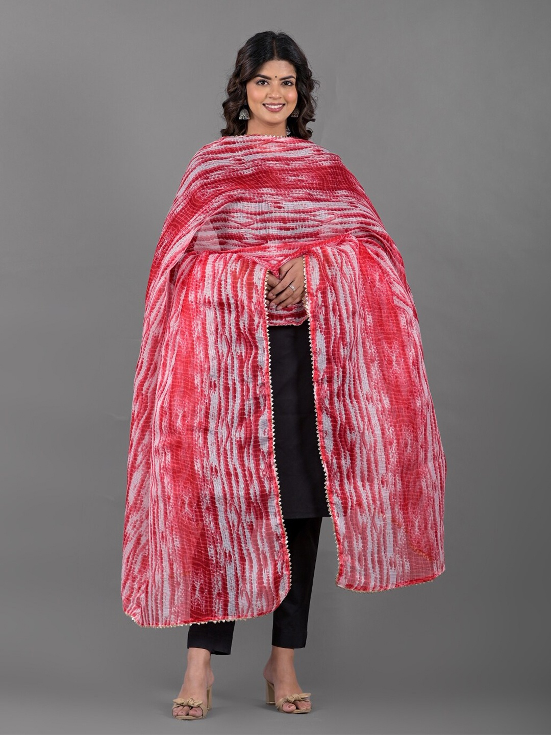 

Apratim Leheriya Printed Dupatta, Red