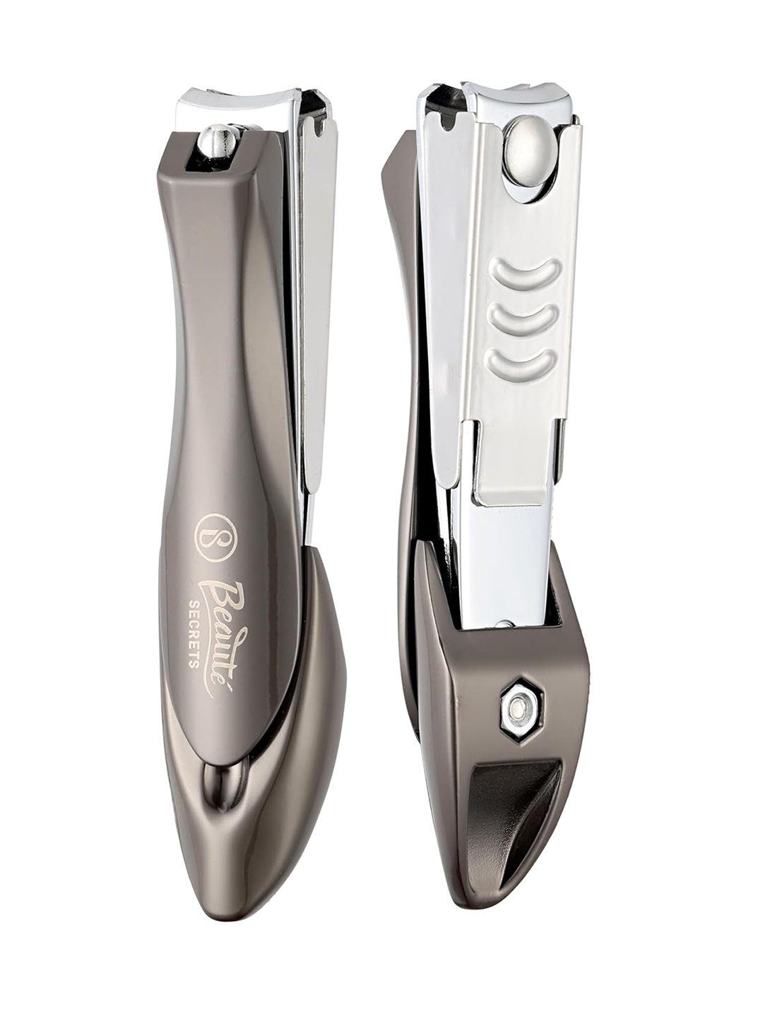 

Beaute Secrets Stainless Steel Nail Cutter Clippers With Curved Blade & Nail File, Grey