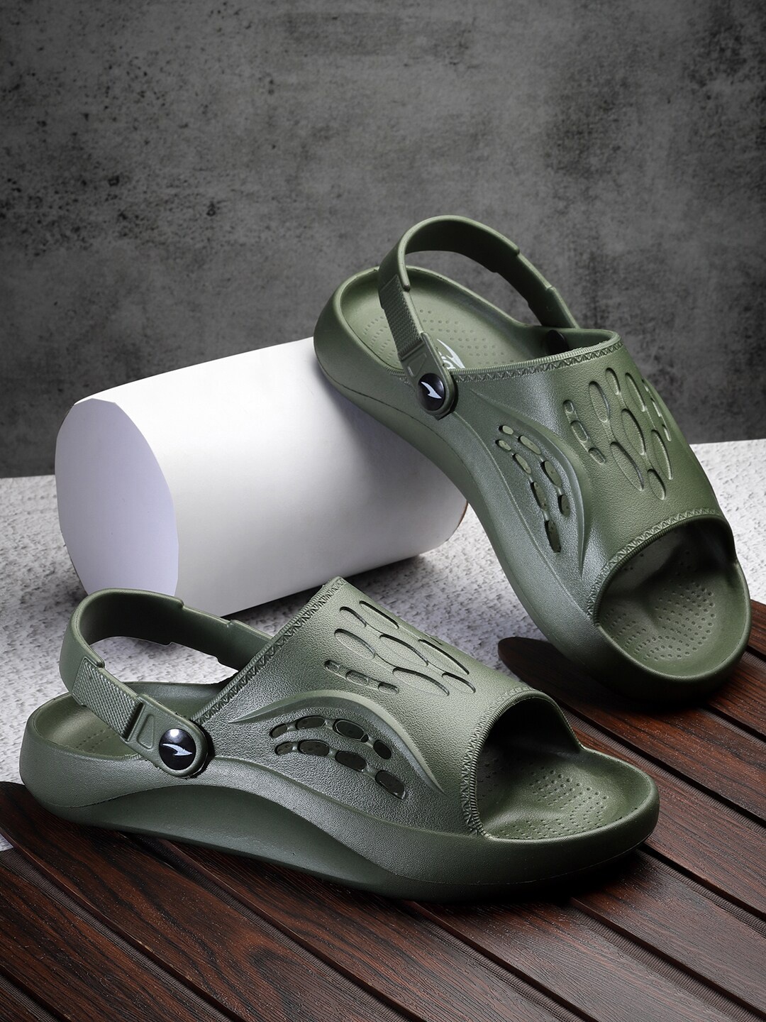 

ASIAN Men Self Design Clogs, Olive