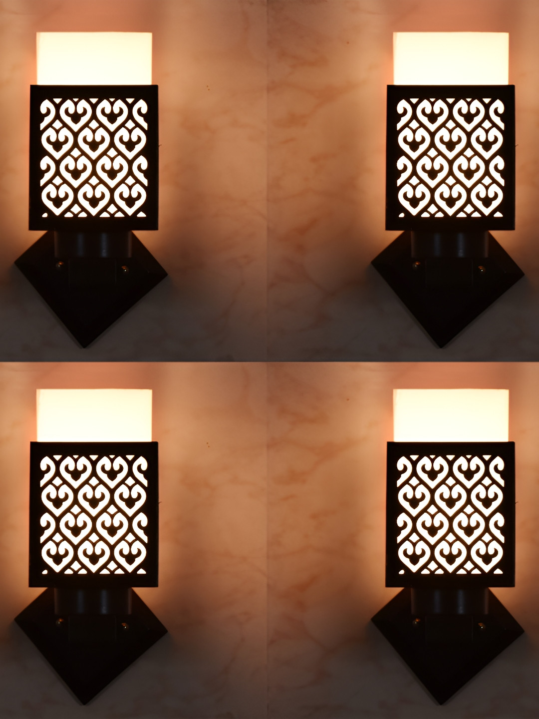 

1ST TIME White & Black 4 Pieces Wooden Contemporary Square Shaped Wall Lamp