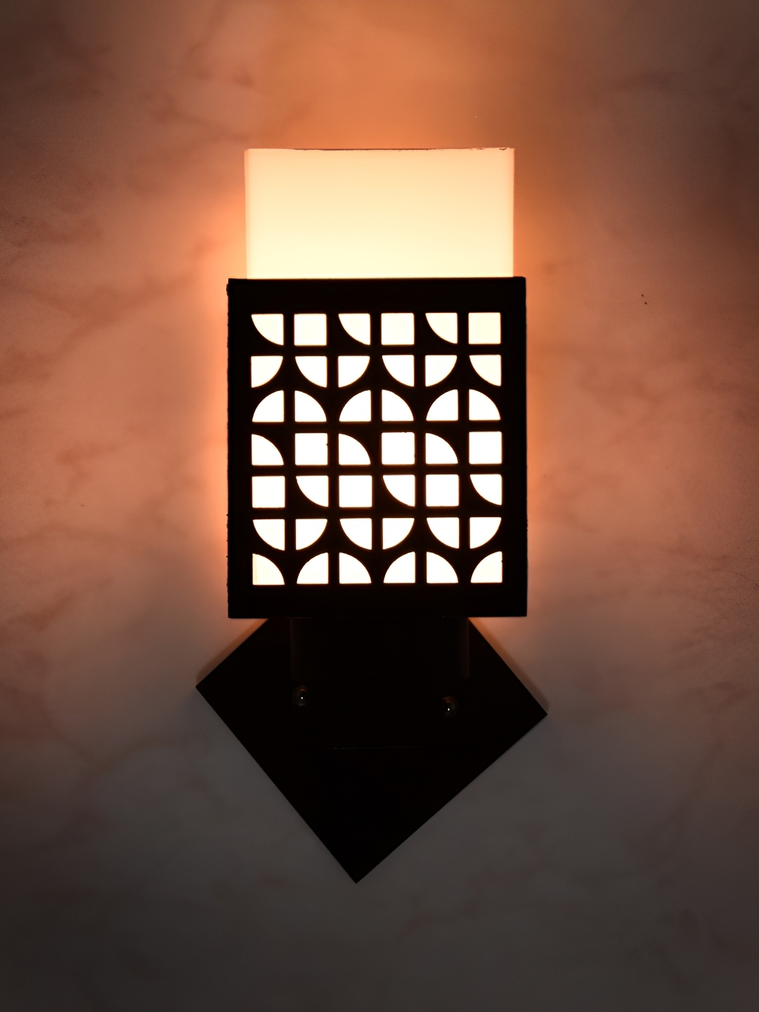 

1ST TIME White & Black Wooden Textured Contemporary Square Shaped Wall Lamp