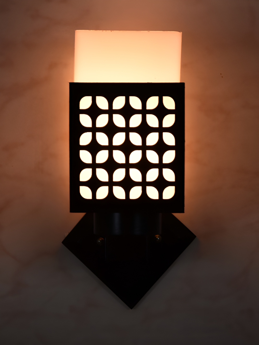 

1ST TIME White & Black Textured Wooden Contemporary Square Shaped Wall Lamp