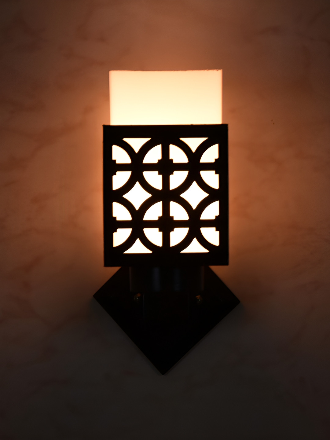 

1ST TIME White & Black Wooden Textured Traditional Square Shaped Wall Lamp