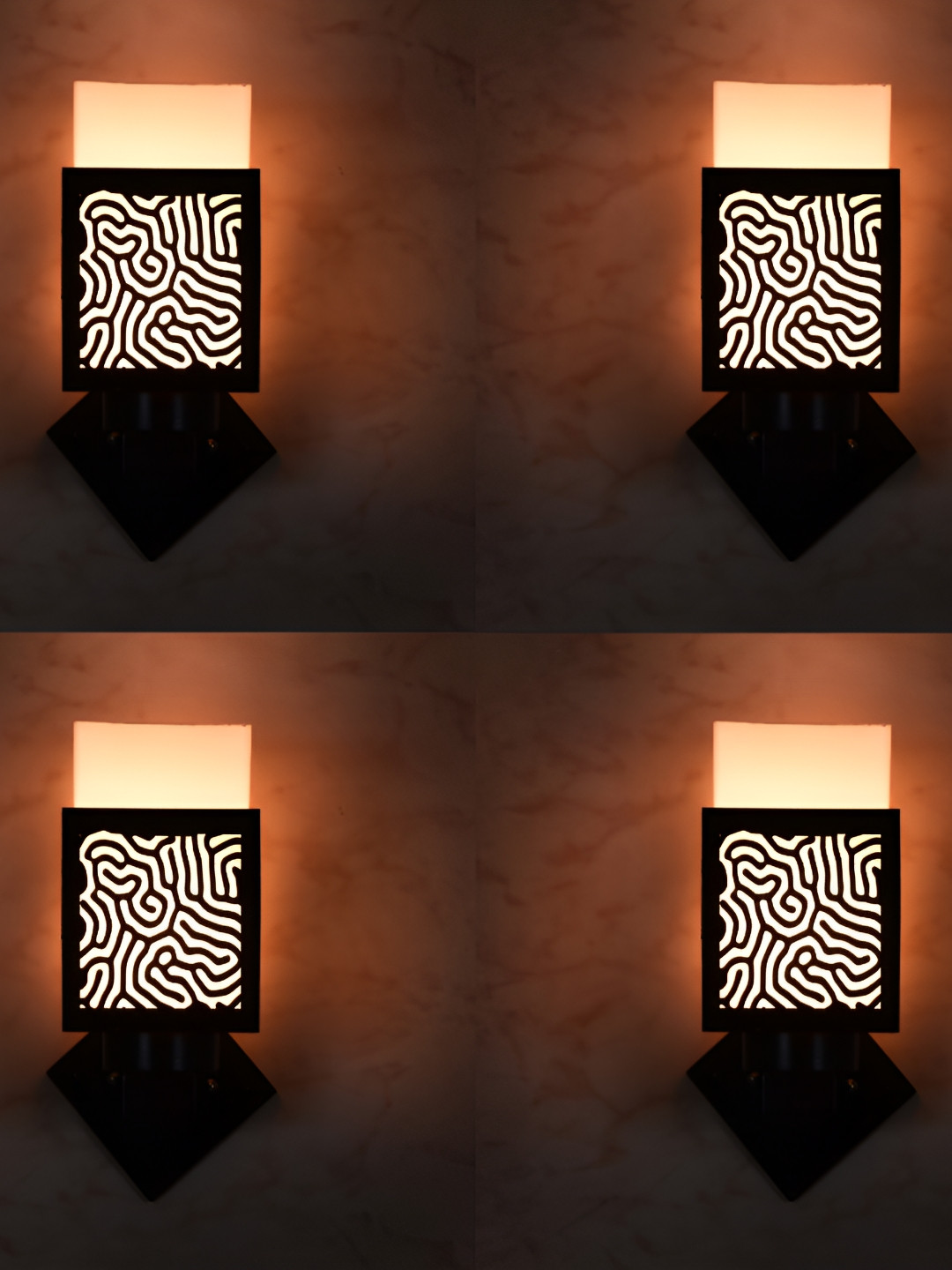 

1ST TIME White & Black 4 Pieces Wooden Square Shaped Contemporary Wall Lamp