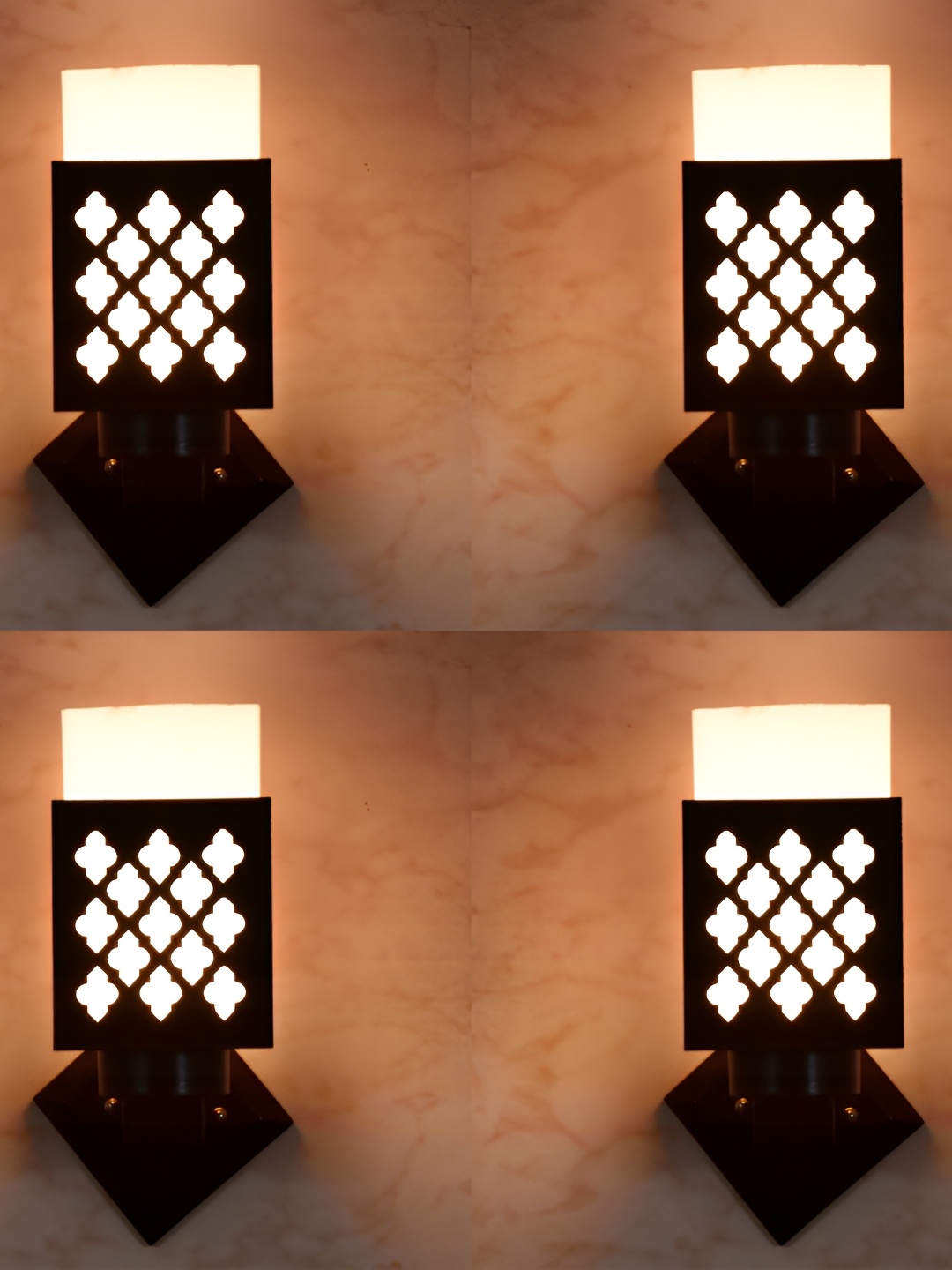 

1ST TIME White & Black 4 Pieces Wooden Square Shaped Contemporary Wall Lamp