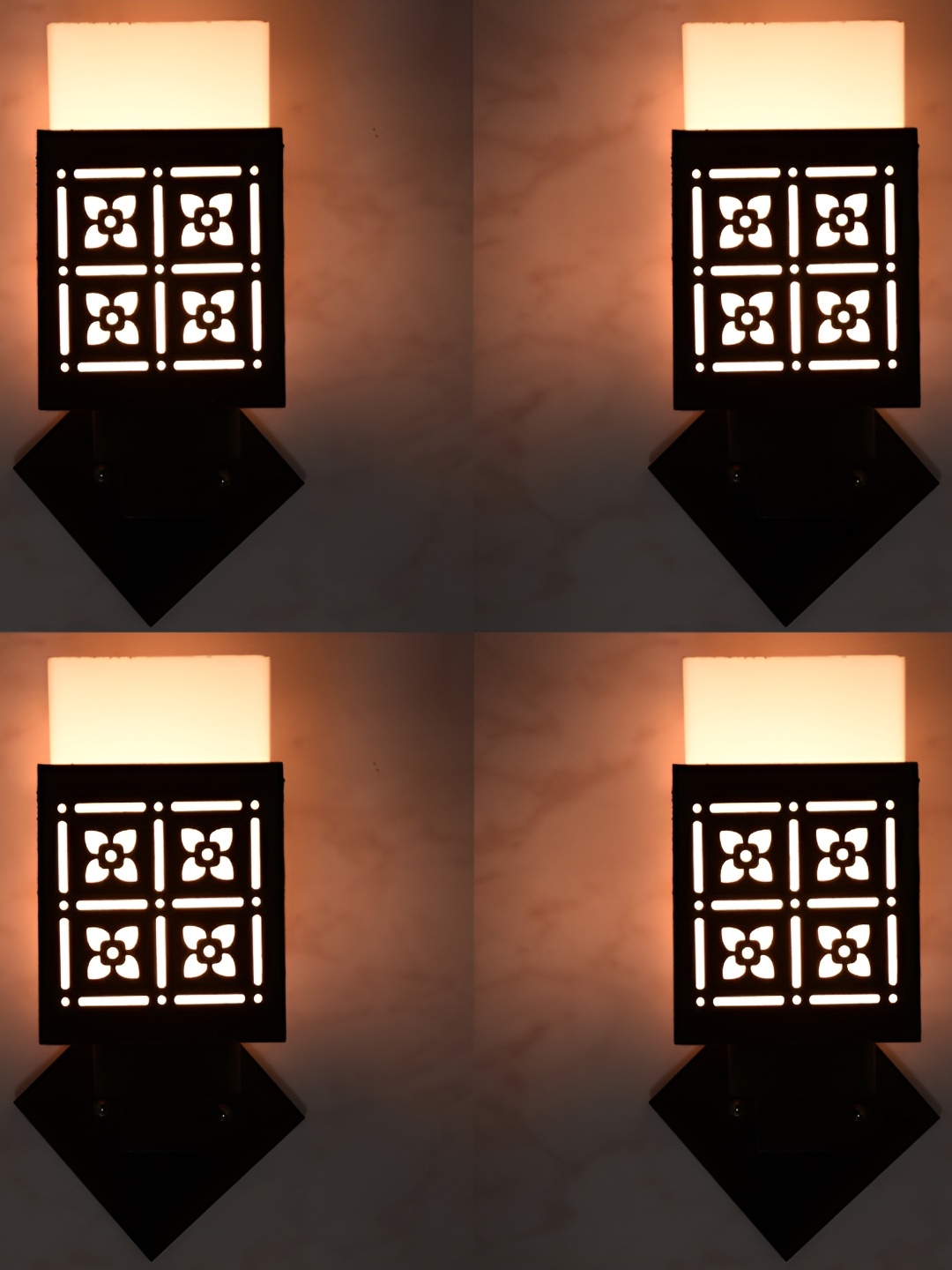 

1ST TIME White & Black 2 Pieces Wooden Contemporary Square Shaped Wall Lamps