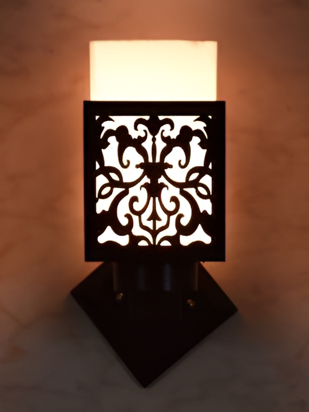 

1ST TIME White & Black Wooden Textured Contemporary Square Shaped Wall Lamp