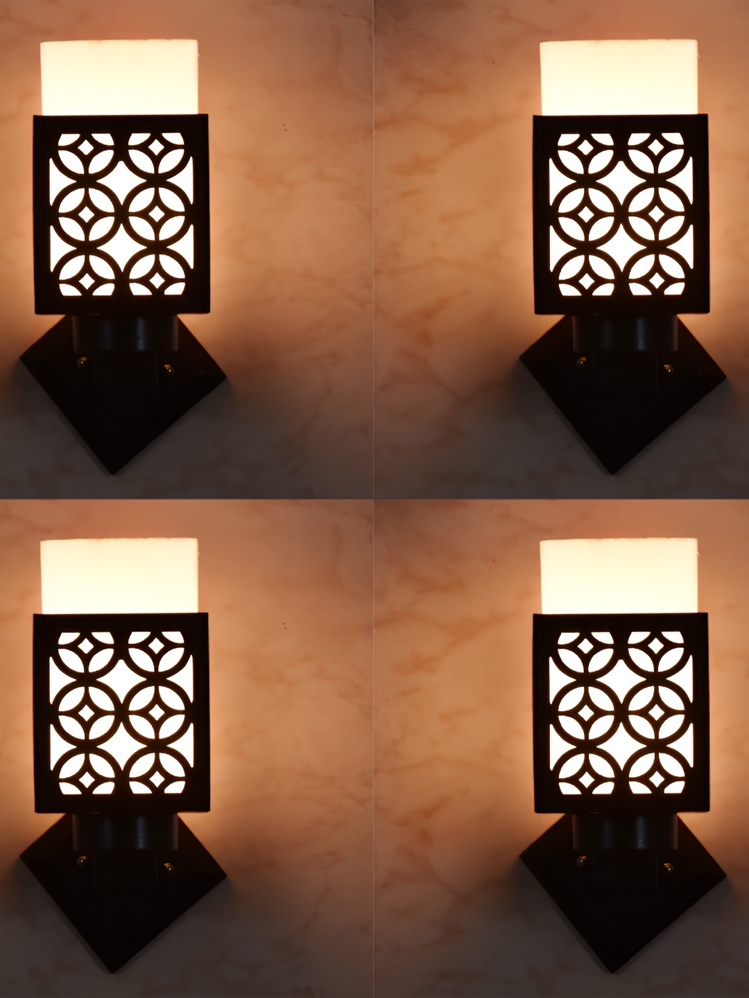 

1ST TIME White & Black 4 Pieces Wooden Contemporary Square Shaped Wall Lamp