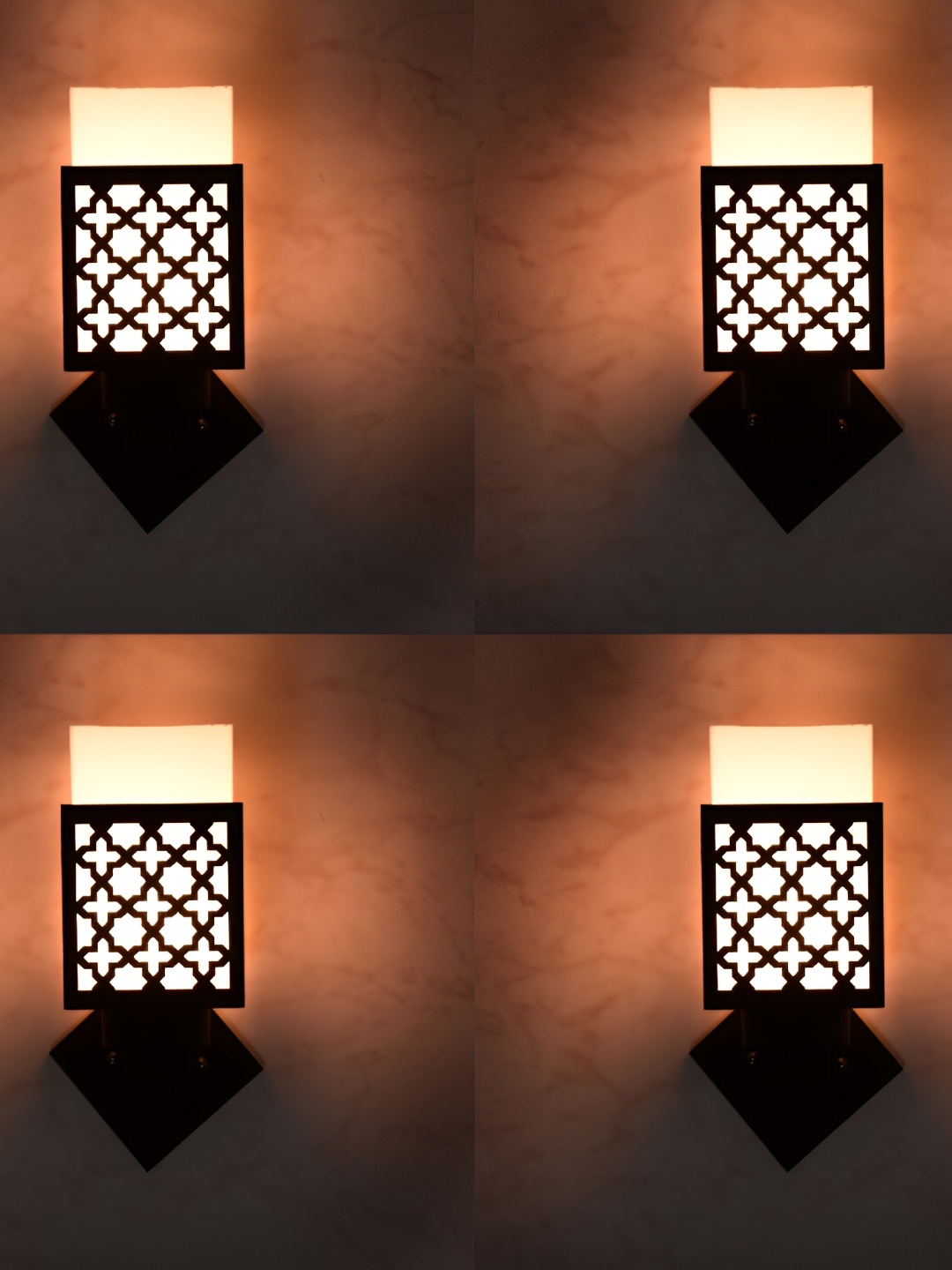 

1ST TIME White & Black 4 Pieces Wooden Contemporary Square Shaped Wall Lamps