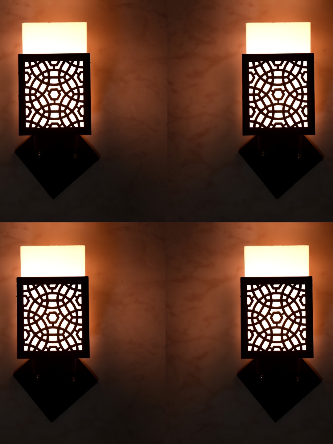 

1ST TIME White & Black 4 Pieces Wooden Square Shaped Contemporary Wall Lamp