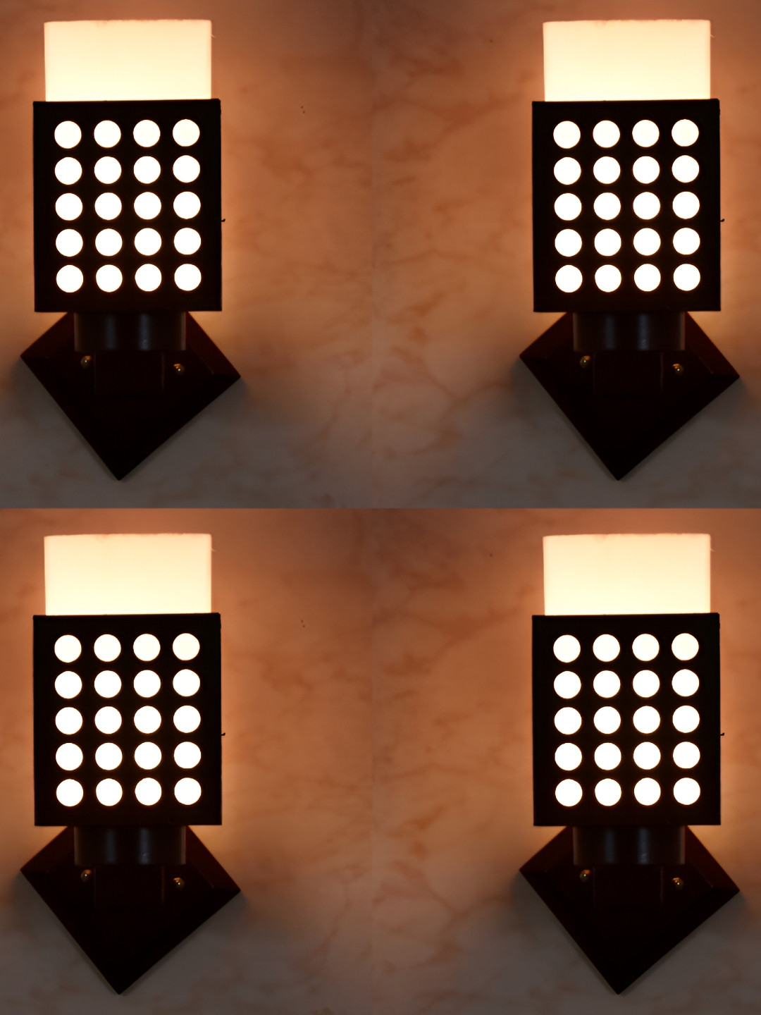 

1ST TIME White & Black Square Textured Wooden Self Assembly Contemporary Wall Lamp