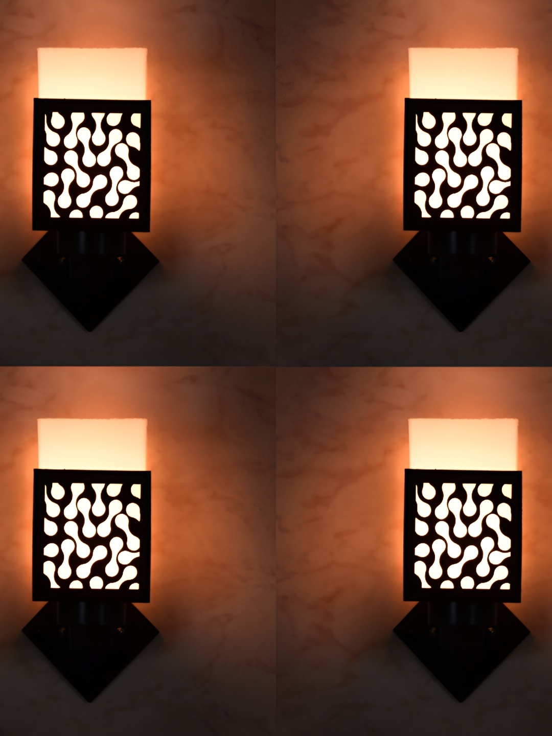 

1ST TIME White & Black 4 Pieces Wooden Square Shaped Contemporary Wall Lamp