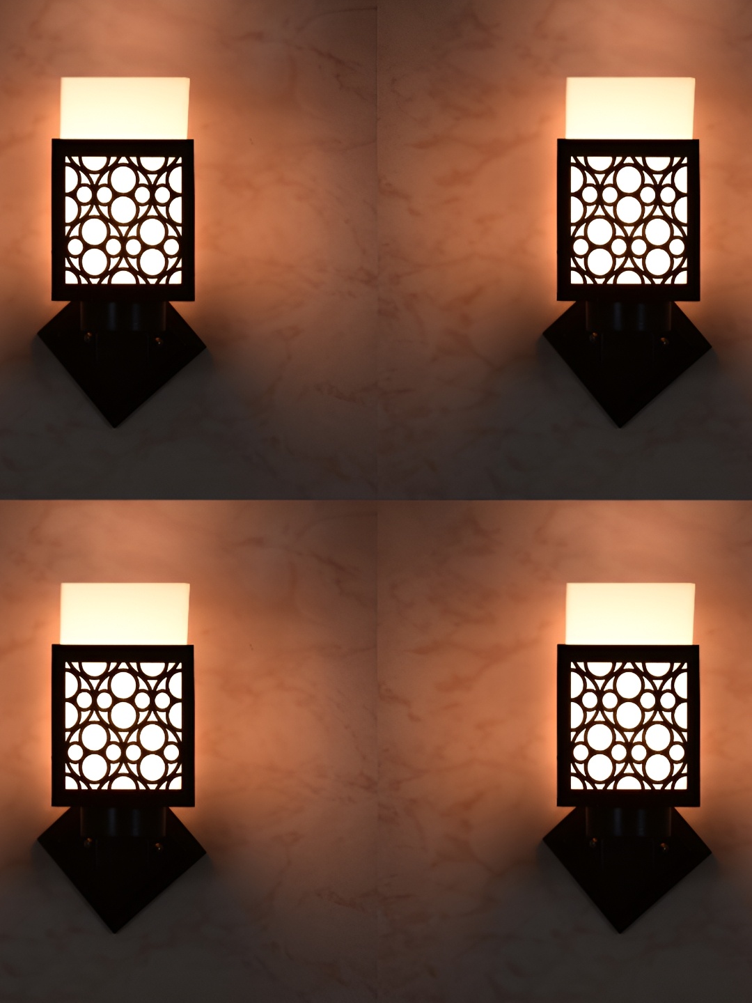 

1ST TIME White & Black 4 Pieces Wooden Contemporary Square Shaped Wall Lamp