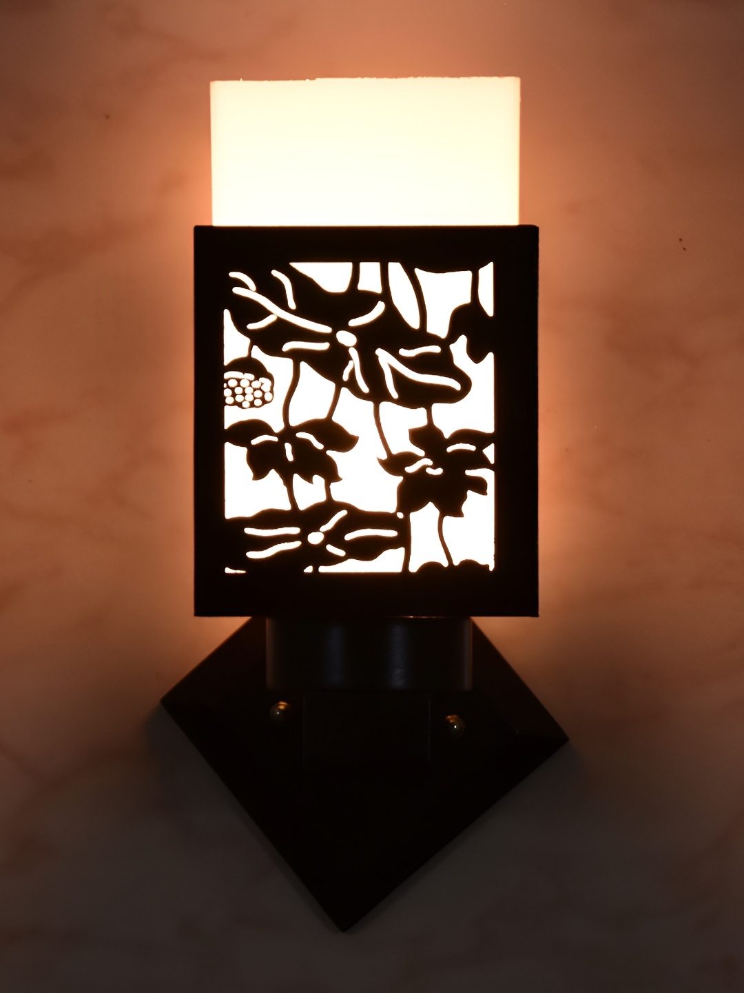 

1ST TIME White & Black Wooden Textured Contemporary Square Shaped Wall Lamp