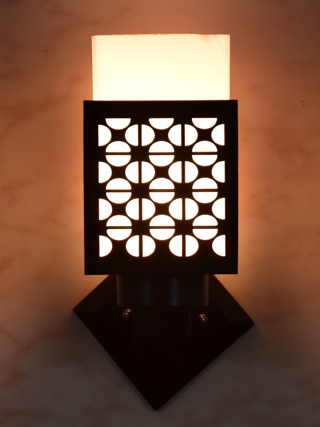 

1ST TIME White & Black Wooden Textured Contemporary Square Shaped Wall Lamp