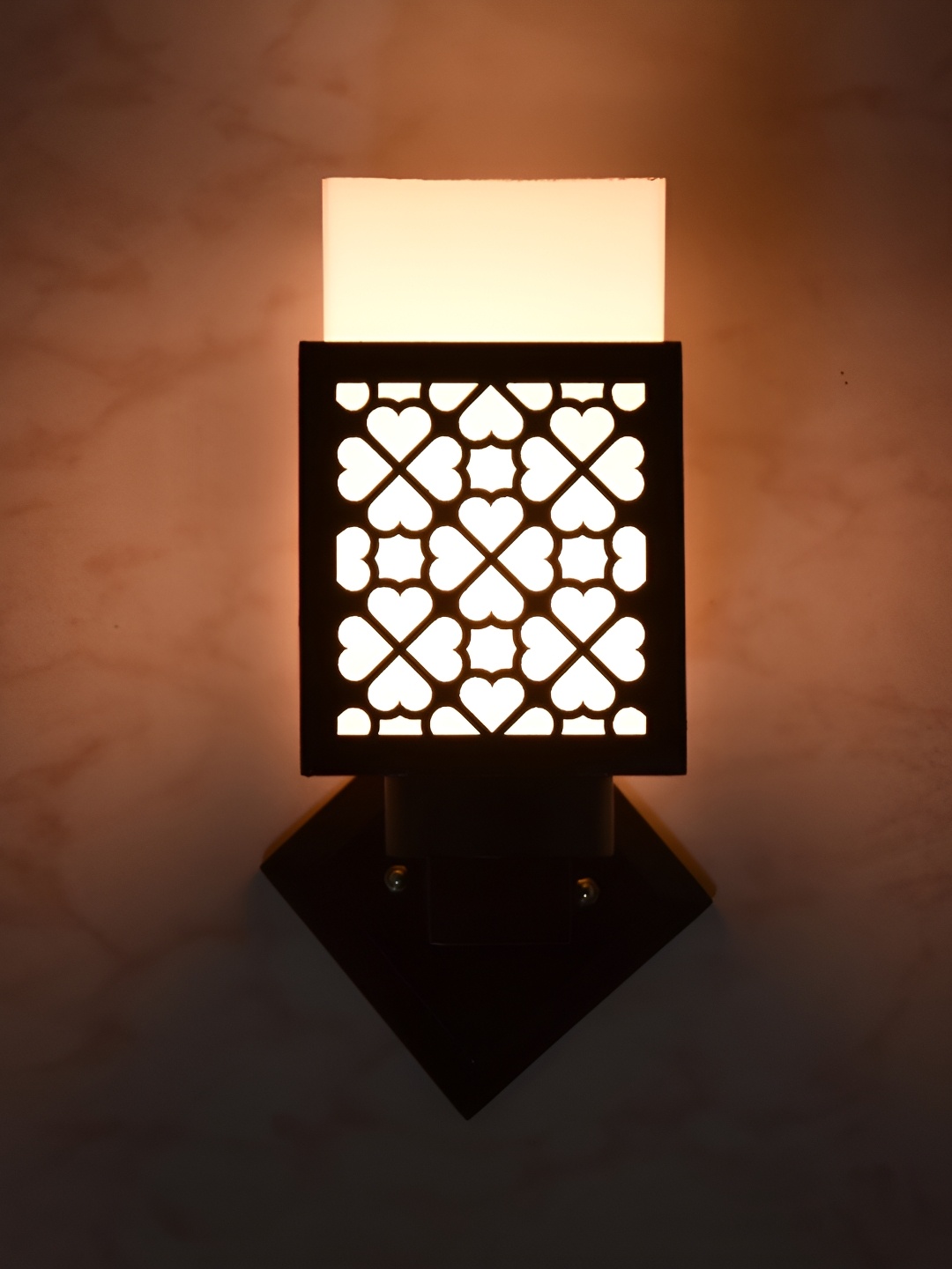 

1ST TIME Black & White Textured Wooden Square Shaped Contemporary Wall Lamp