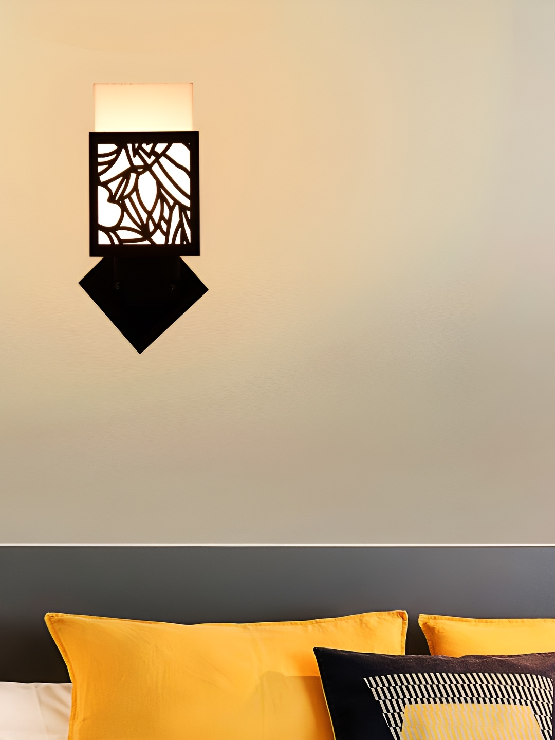 

1ST TIME White & Black Wooden Contemporary Square Shaped Wall Lamp