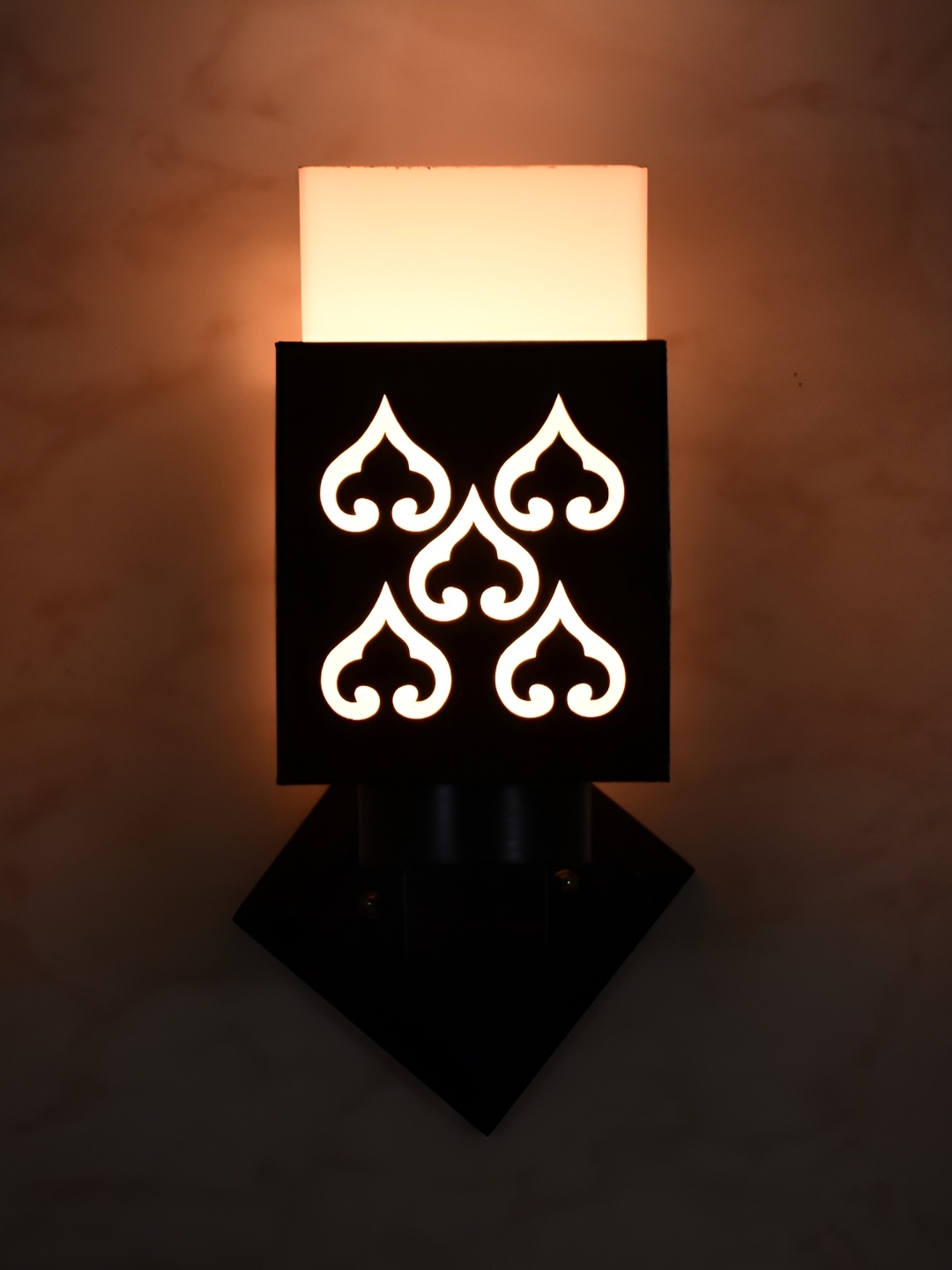 1ST TIME White & Black Wooden Traditional Square Shaped Wall Lamp
