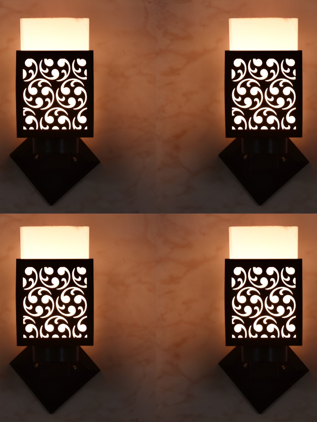 

1ST TIME White & Black Textured Wooden Contemporary Square Shaped Wall Lamp