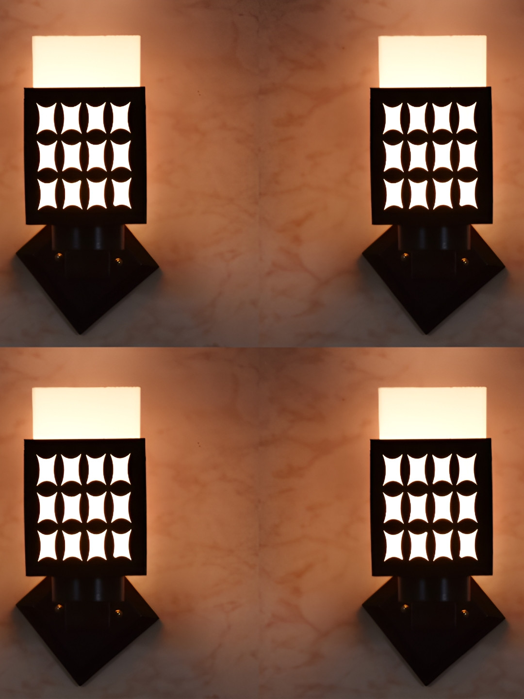 

1ST TIME White & Black 4 Pieces Textured Wooden Contemporary Wall Lamps