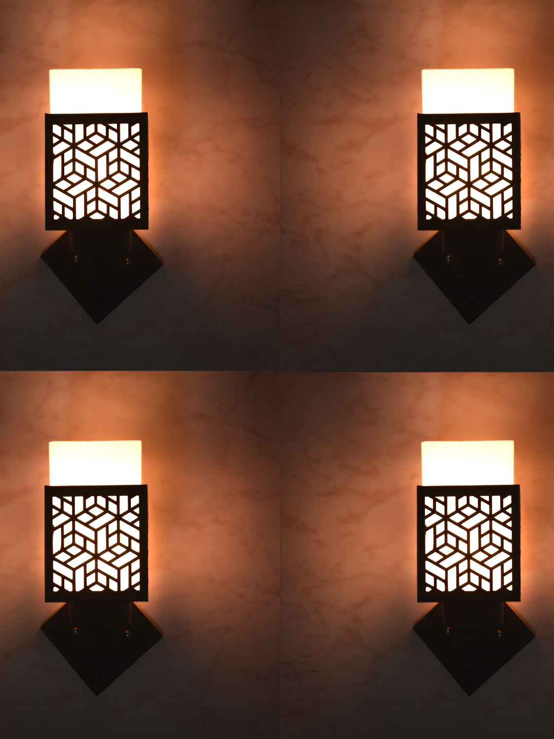

1ST TIME White & Black Wooden Textured Contemporary Square Shaped Wall Lamp