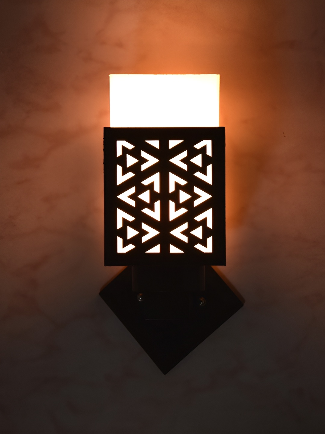 

1ST TIME White & Black Wooden Textured Contemporary Square Shaped Wall Lamp