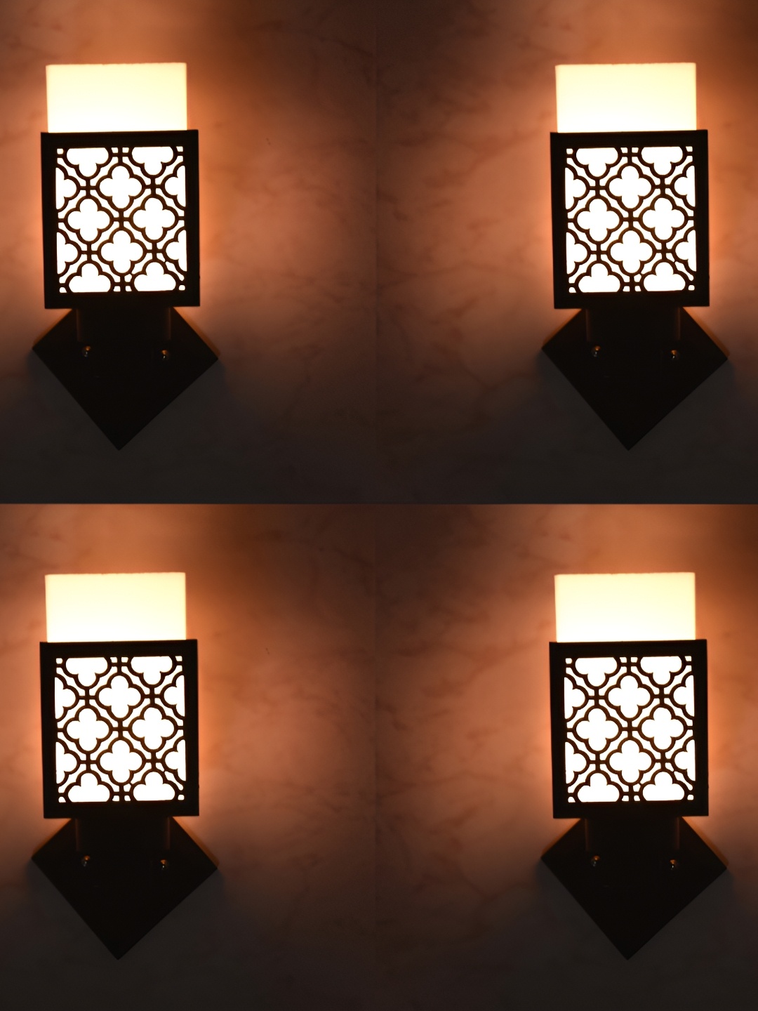 

1ST TIME White & Black 4 Pieces Wooden Contemporary Square Shaped Wall Lamp