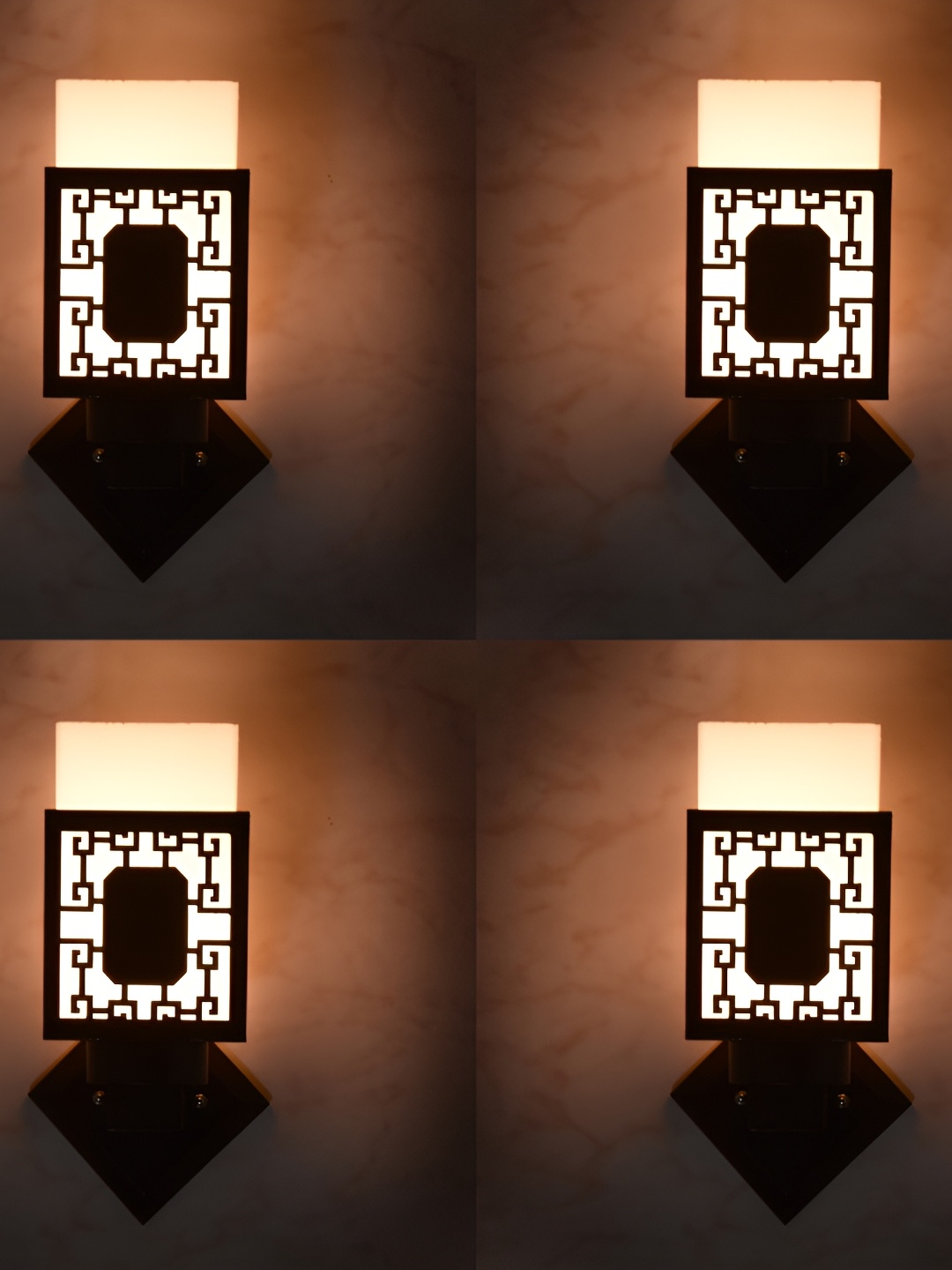 

1ST TIME White & Black 4 Pieces Wooden Contemporary Square Shaped Wall Lamp
