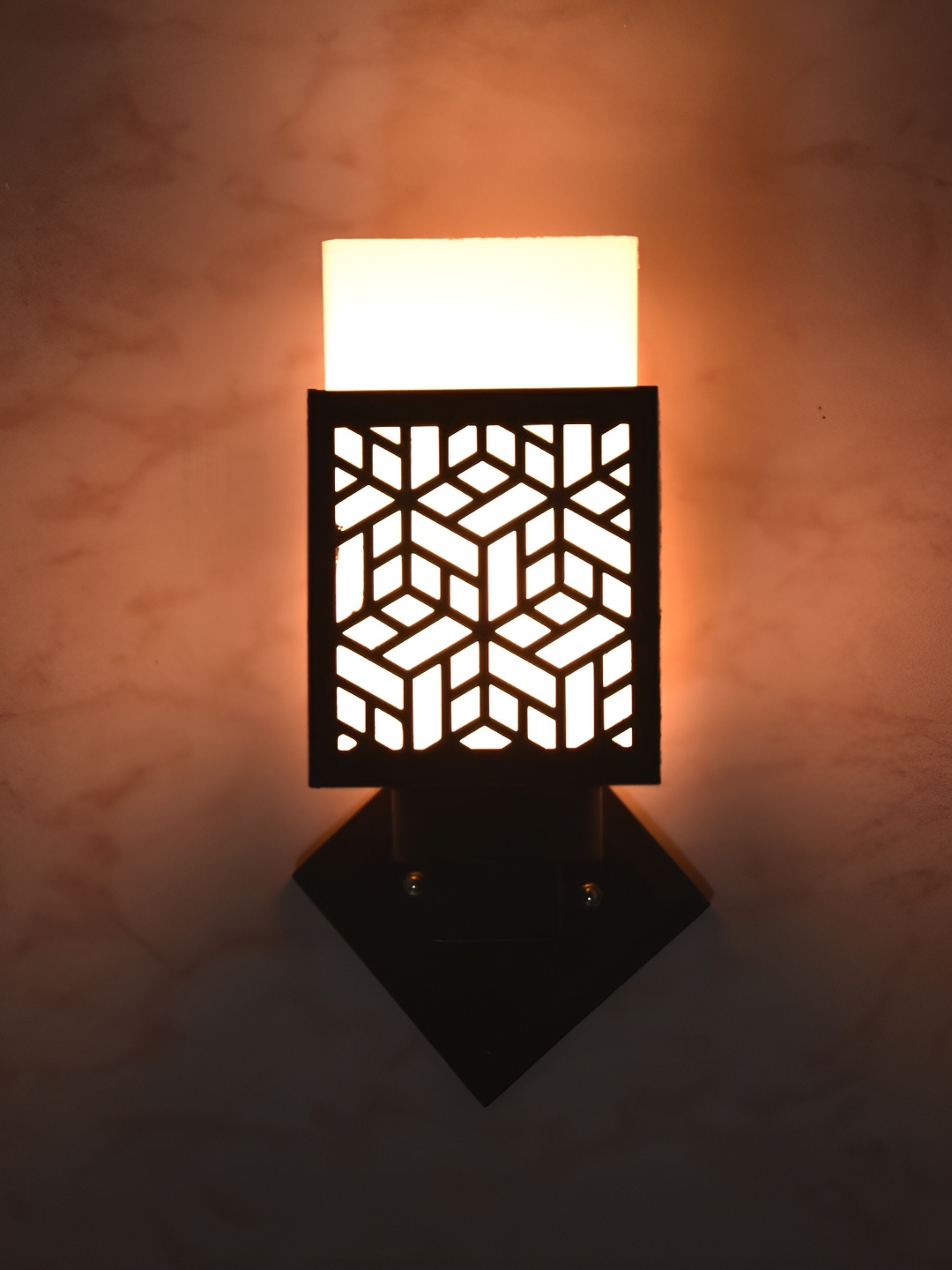 

1ST TIME White & Black Textured Wooden Contemporary Square Shaped Wall Lamp