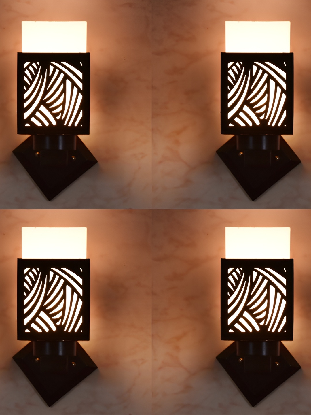 

1ST TIME White & Black 2 Pcs Wooden Square Shaped Wall Lamp